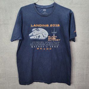 Disney Star Wars T Shirt Mens XL Black Galaxy's Edge Landing 2019 Passholder Top